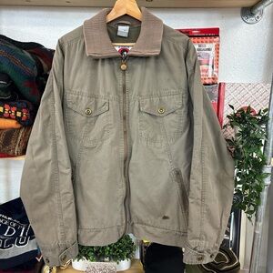 Vintage Nike Men's Tan Jacket with Corduroy Collar